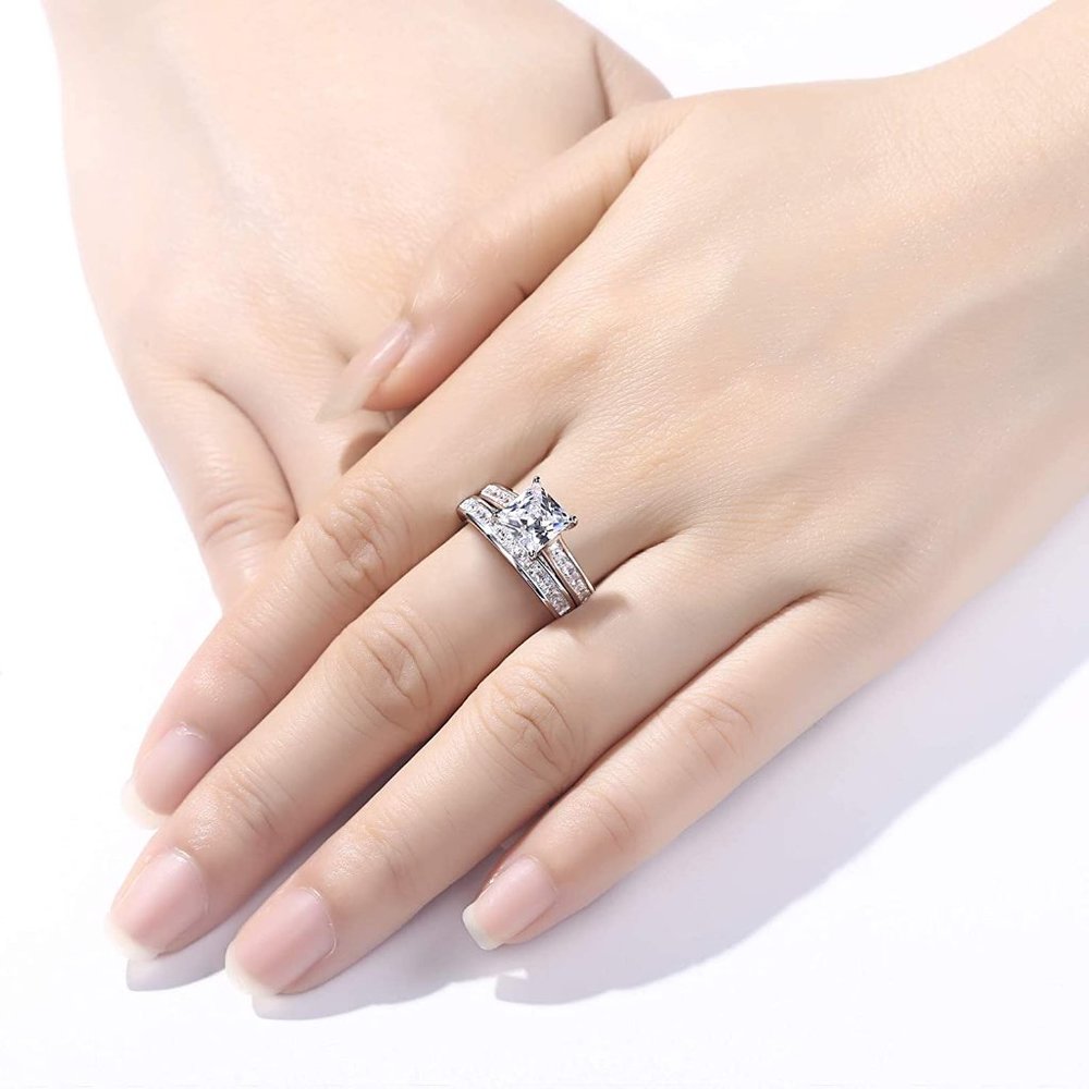 💎 1.8ctw CZ Princess Cut Set – 925 Sterling Silver 💋 - Picture 5 of 6